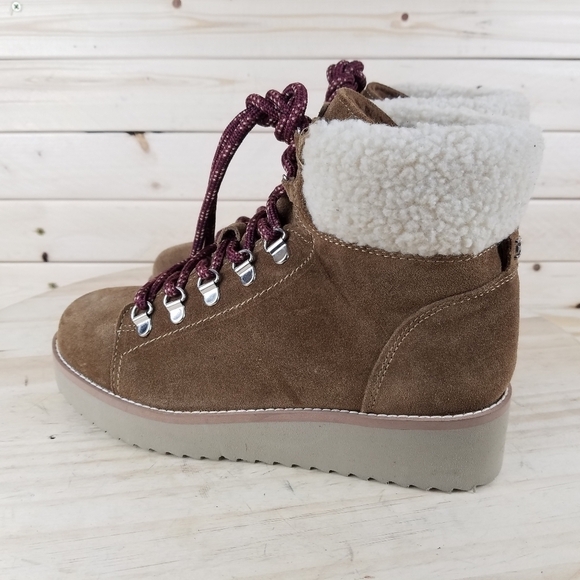 Sam Edelman Franc 6 US Hiking Trail Boot Booties Faux Shearling Trim Lace-up NEW - Picture 7 of 12